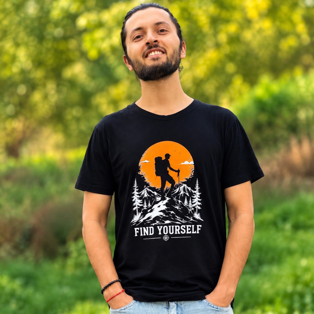 Find Yourself — Black Regular Fit T-Shirt